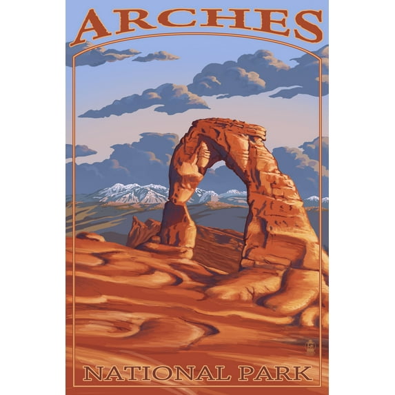 Arches National Park, Utah, Delicate Arch, Painterly Series (24x36 Giclee Gallery Art Print, Vivid Textured Wall Decor)