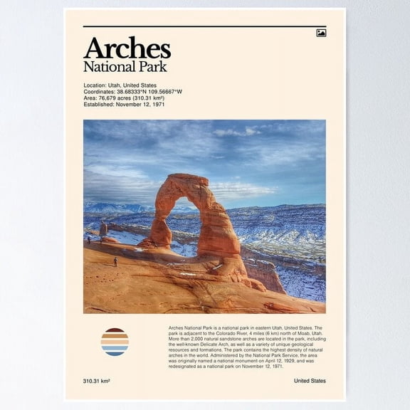 Arches National Park (Utah, United States) Poster, 8x12 UNFRAMED