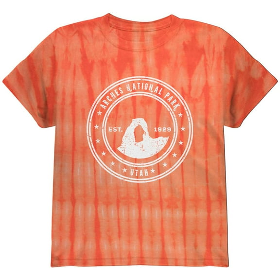 Arches National Park Youth T Shirt Bamboo Orange Tie Dye YMD