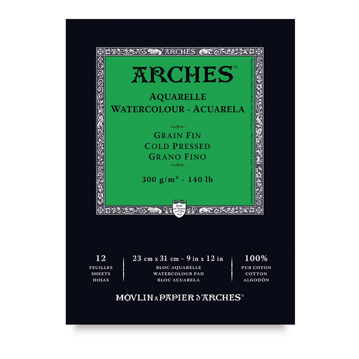 Arches Watercolor Pad - 9" x 12", 140 lb, Cold Press, Fold-over, 12 Sheets