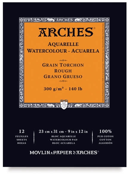 Arches Watercolor Pad - 9" x 12", 140 lb, Rough, Fold-over, 12 Sheets