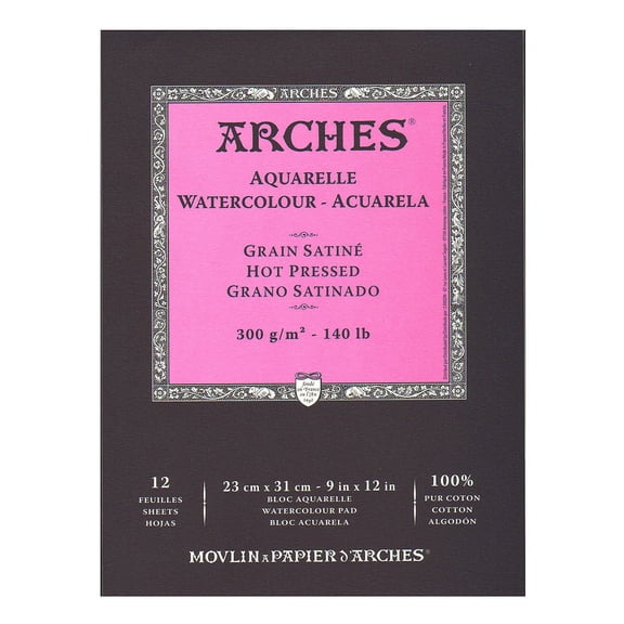 ArchesĀ® Watercolor Pads, 9" x 12", Hot-Pressed, 140 Lb, White, Pack Of 2