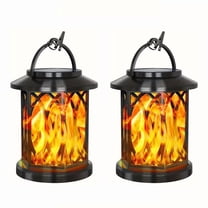 Diigabo 2-Pack Solar Lanterns Outdoor Flickering Flame Waterproof Hanging Lanterns Solar Powered LED for Patio Deck Yard