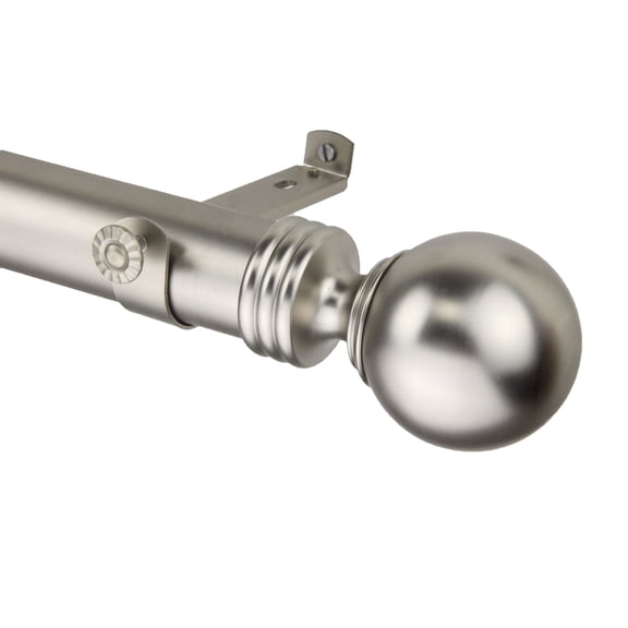 Archie Curtain Rod 1.5 inch OD, 48" - 84" long - Satin Nickel