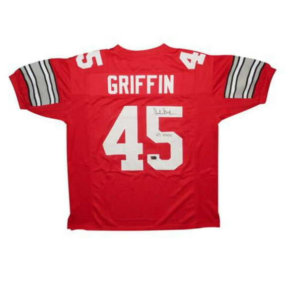 Archie Griffin Autographed Ohio State Buckeyes (Scarlet #45) Custom Jersey w/ "H.T. 1974/75"Becket