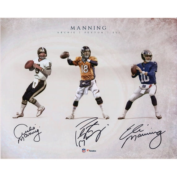Archie, Peyton & Eli Manning Autographed 16" x 20" Manning Family Generations Collage Photograph - Fanatics Authentic Certified