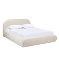 thumbnail image 1 of Archie Puffy Grounded Upholstered Platform Bed Queen Oatmeal Light Beige Chenille, 1 of 11