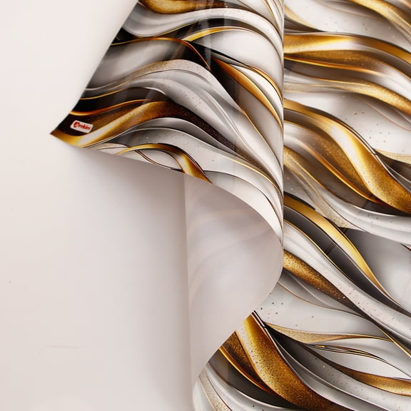 Archies Golden Wave Pattern Wrapping Sheet, 5 sheets of 19.5x27.5 Inches.