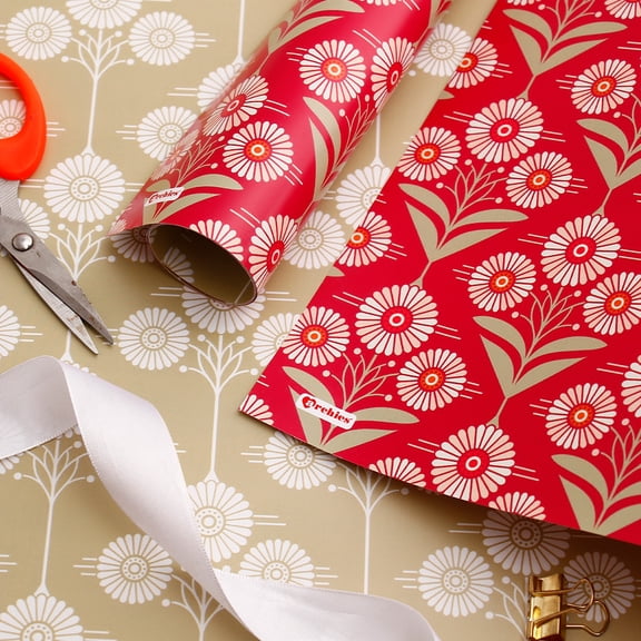Archies Pack Of 5 Red Daisy Field Wrapping Sheet, 19.5*29.5 Inch per sheet