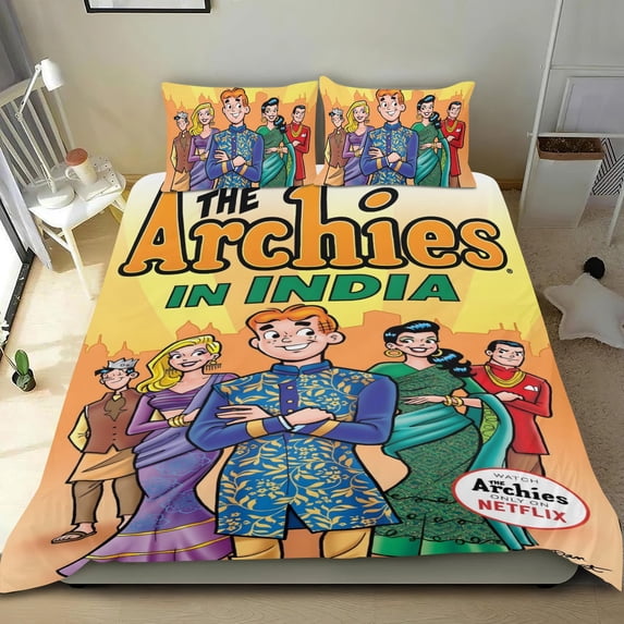 The Archies-themed Bed Sheet Set Three Piece Set Comfortable And Skin Friendly Unique Design Home Decor Gifts For Family Friends fans36x75Inches(90cm*190cm)