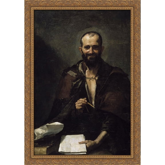 Archimedes 28x40 Large Gold Ornate Wood Framed Canvas Art by Jusepe de Ribera