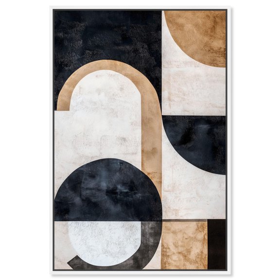 Arching Forms I Canvas Midcentury Abstract by Art Remedy, White Frame, 30 x 45