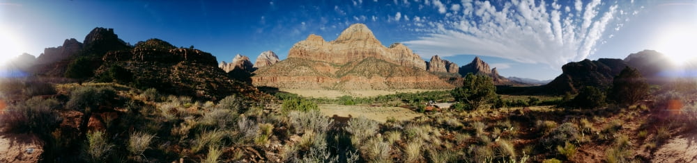 Arching clouds over Zion National Park Utah USA Canvas Art - Panoramic Images (10 x 40)