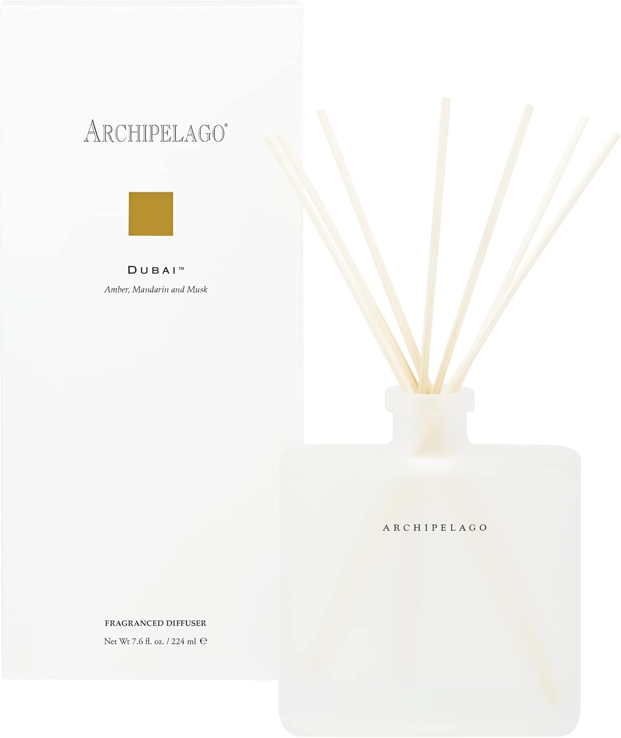 Archipelago Botanicals Dubai Reed Diffuser, Amber, Mandarin, and Musk