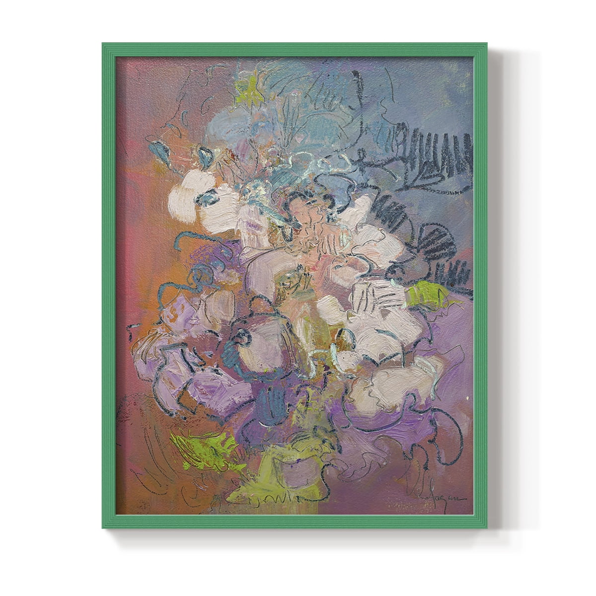 Archipelago Framed Print in Green Solid Wood Framed Print No Nail Hanging