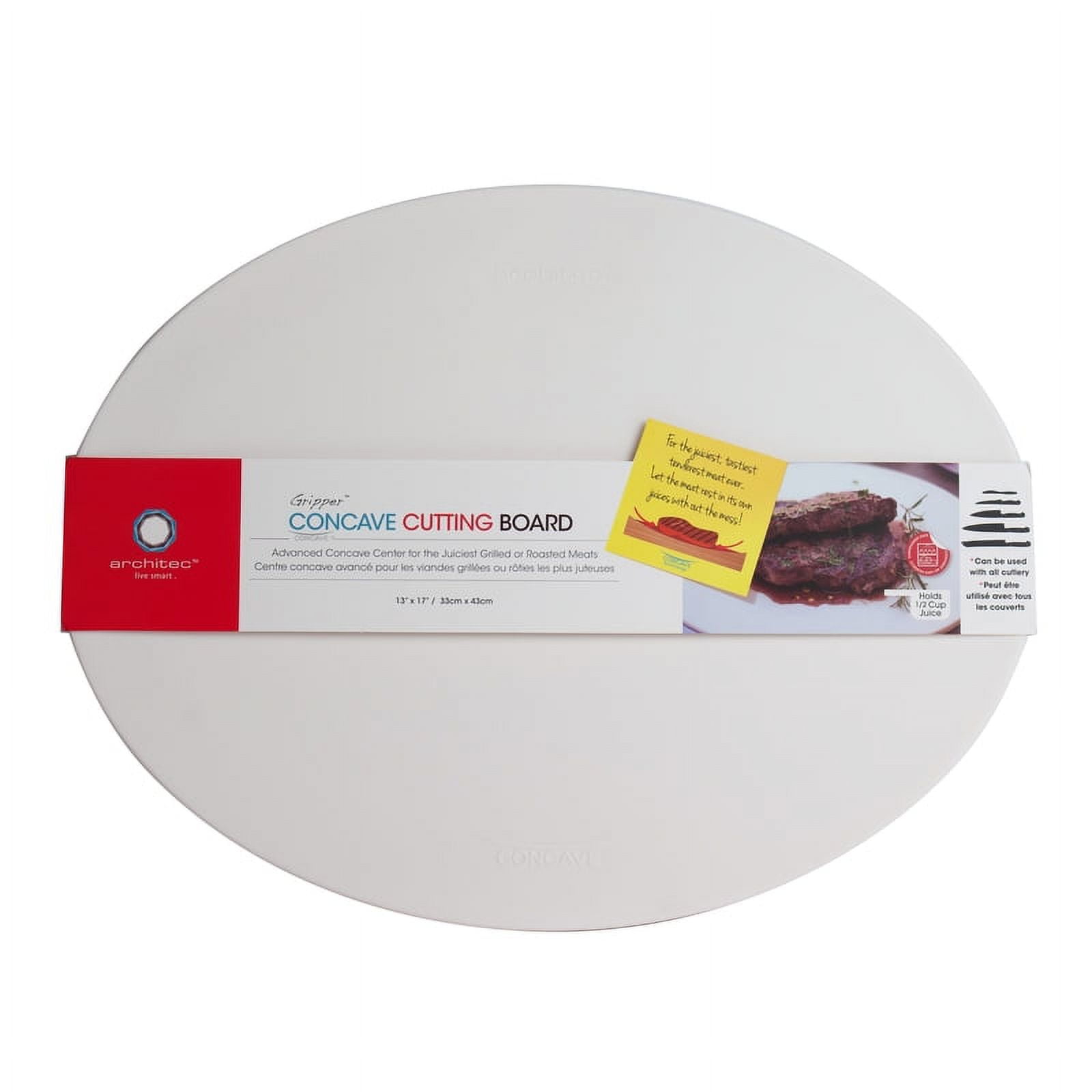 White Polypropylene Concave Carving Board with Non-Skid Base, 17 x 13 Inch
