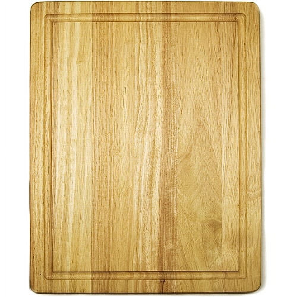 Natural Wood Rectangular Cutting Board with Grooves, 16" x 20"
