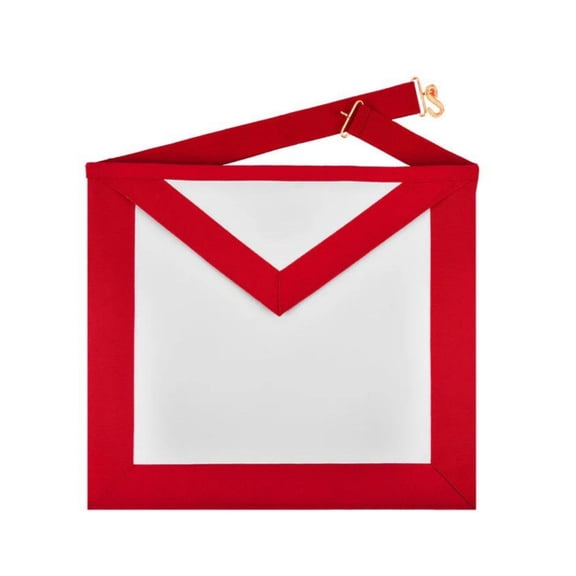 Architect Allied Masonic Degrees Apron - Adjustable Red Grosgrain Ribbon with Gold Snake Fastener