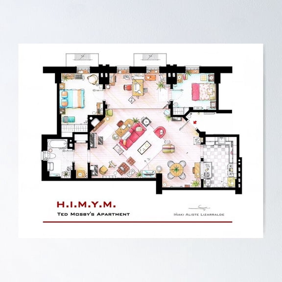 Architect Apartment Floor Plan Comedy Wall Decor, Unframed Poster