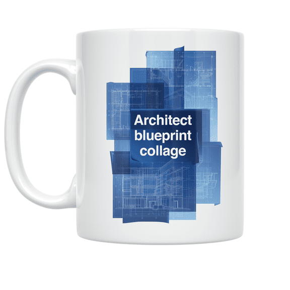 Architect Blueprint Collage Art - Architecture Enthusiast - 11 oz Ceramic Coffee Mug