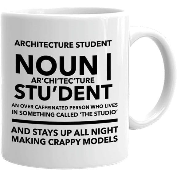 Architect Coffee Mug 11 oz, Architecture Student Funny Gift Mug for Engineer Designer House Building Design Landscape Construction, White