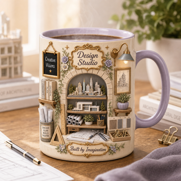 Architect Coffee Mug, Design Studio Creative Visions Ceramic Gift for Designers