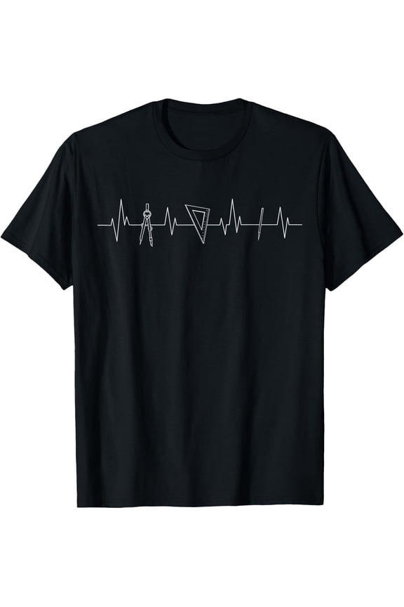 Architect Compass Heartbeat Blueprint Plan Architecture T-Shirt
