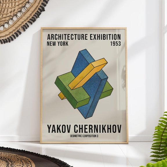 Architect Construction Geometric Abstract Art Wall Art, Unframed Paper Poster 8x10in