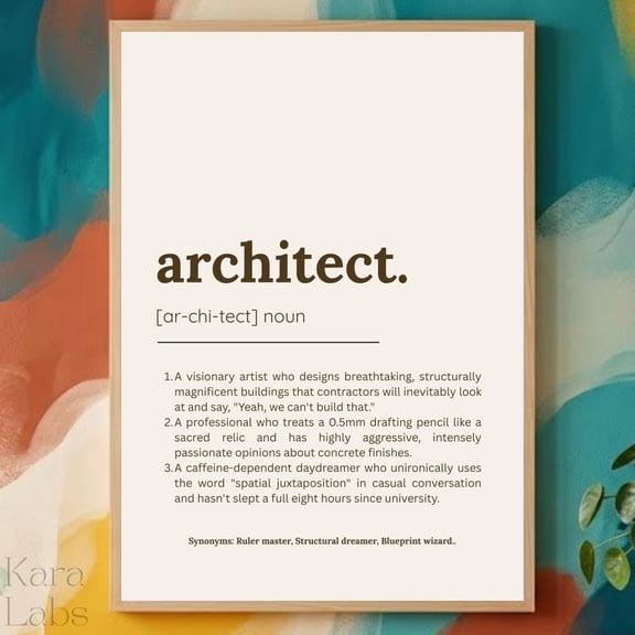 Architect Definition - Architecture Student Graduation Gift - Office Decor