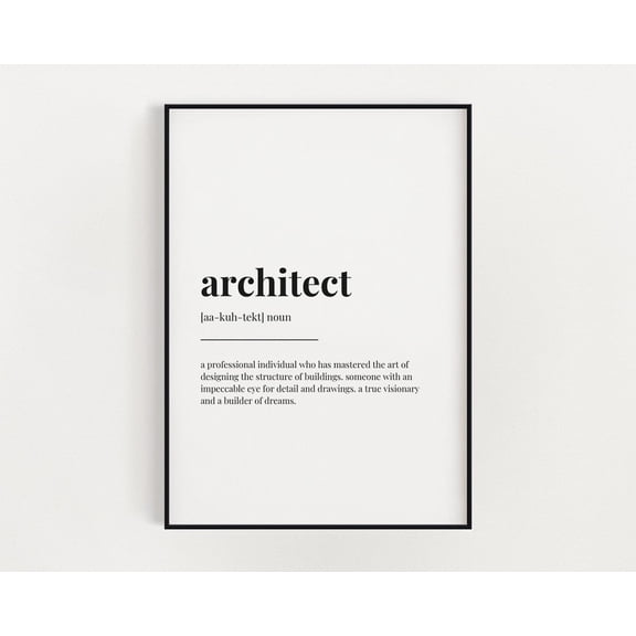 Architect Definition Print, Wall Art Print, Architect Print, Definition Print, Quote Print, Architect Home Decor #2989, Unframed Canvas Size 8x12