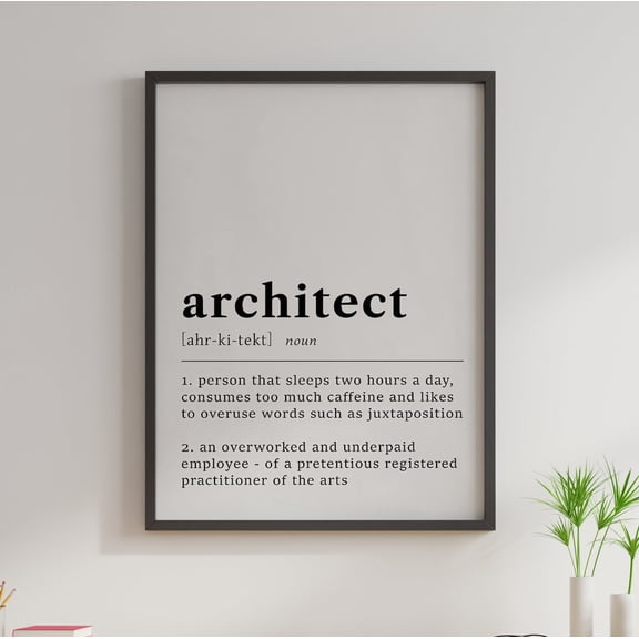 Architect Definition Typography Office Career Design Wall Art Poster Decor