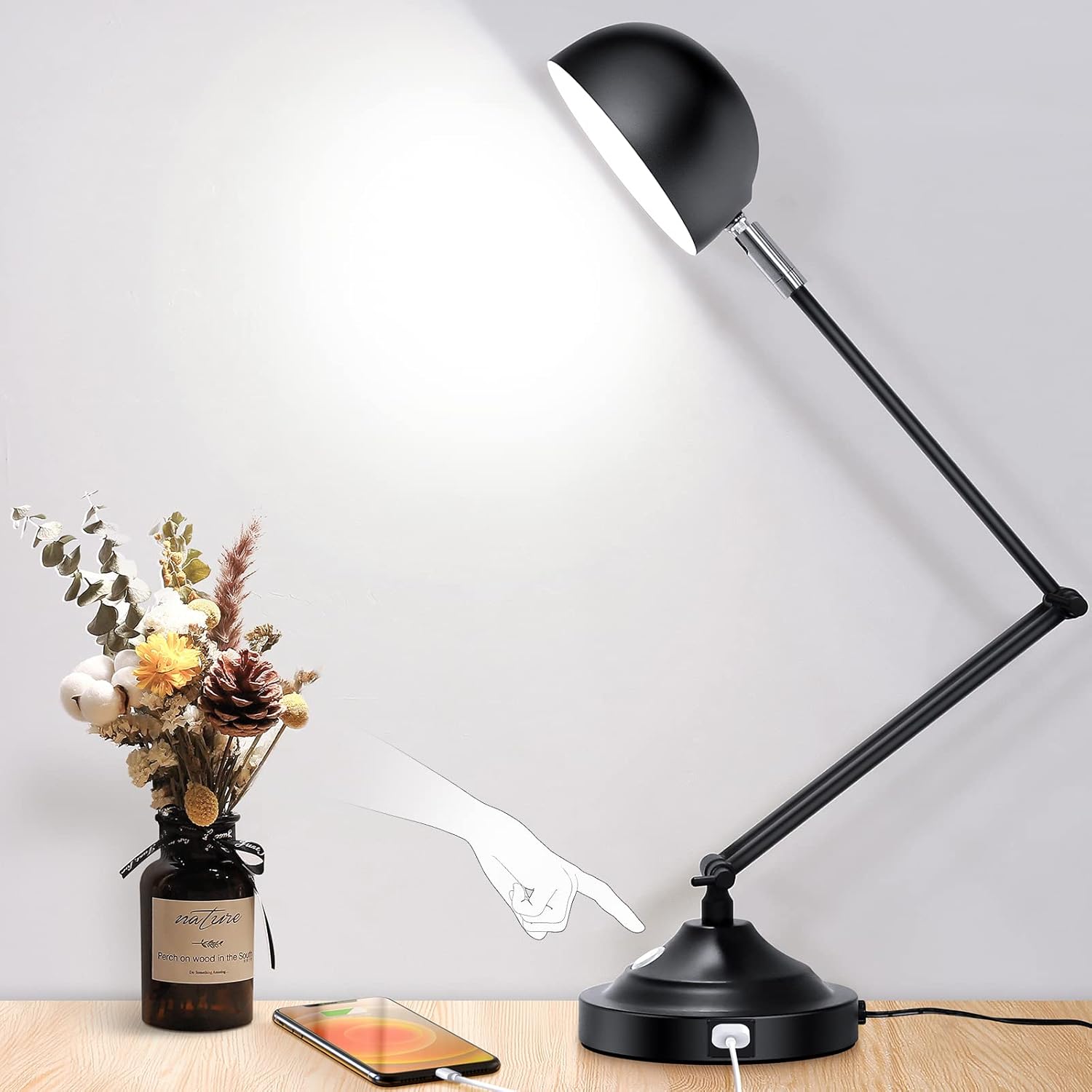 Architect Gold Desk Lamp Dimmable with USB Port, Adjustable Touch