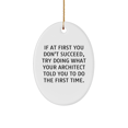 thumbnail image 1 of Architect Humor Oval Ornament Gifts from Friends for Christmas, If At First You Don't Succeed, Try Doing What Your Architect Told You To Do The First Time., 1 of 4