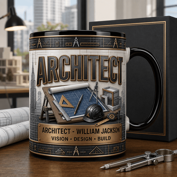 Architect Mug 3D Effect Architecture Design Gift for Drafting Desk Coffee