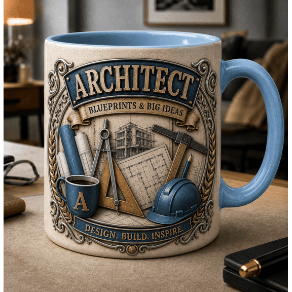 Architect Mug 3D Effect Coffee Cup, Best Dad Ever Architect Gift for Father’s Day