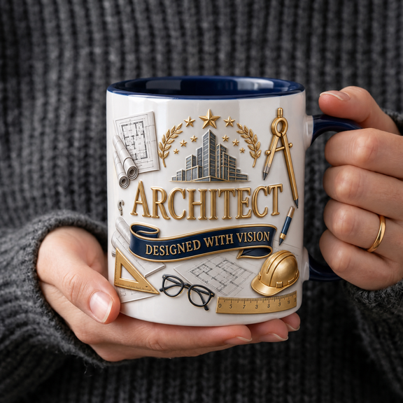Architect Mug Design Inspired Coffee Cup Gift for Architects, Designers, Drafting Fans