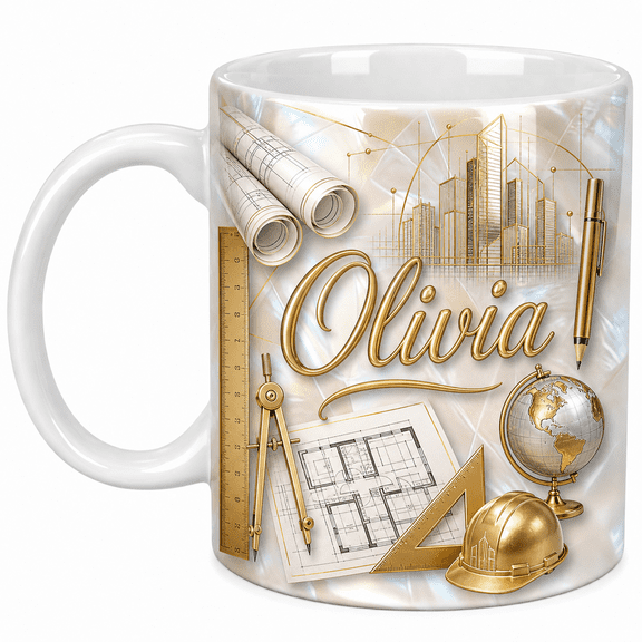 Architect Mug Personalized Blueprint Gift 2D Printed 3D Effect for Architects