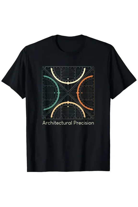 Architect Vintage Art Designs Architectural Precision T-Shirt, Summer Casual And Comfortable T-Shirt, Fashionable Round Neck Short Sleeves, Comfortable And Versatile, 100