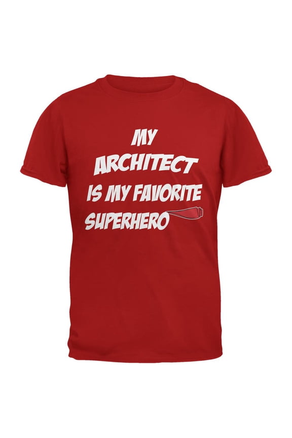 Architect is My Superhero Red Adult T-Shirt - Large