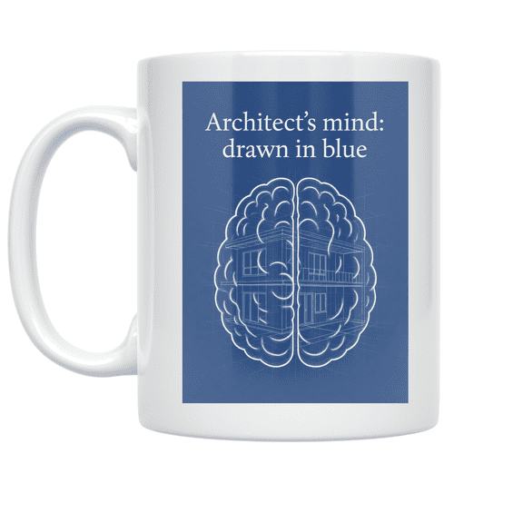 Architect's Mind Blueprint Design - Architecture Enthusiast - 11 oz Ceramic Coffee Mug