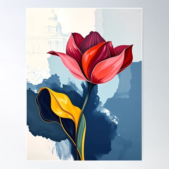 Architectural Bloom Poster Wall Art, Modern Wall Decor For Living Room Bedroom, 8x12 UNFRAMED