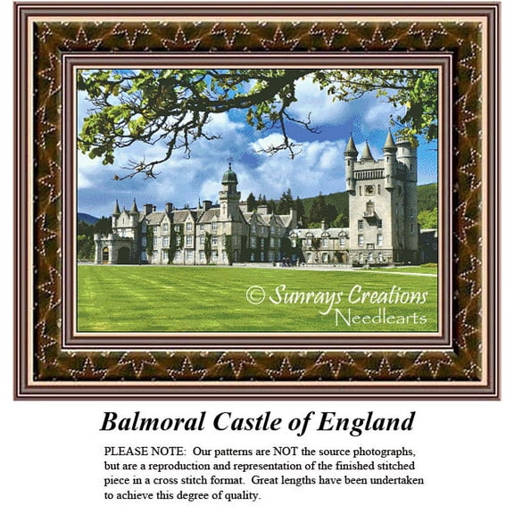 Architectural Cross Stitch Patterns | Balmoral Castle of England (Pattern Only, You Provide The Floss and Fabric)