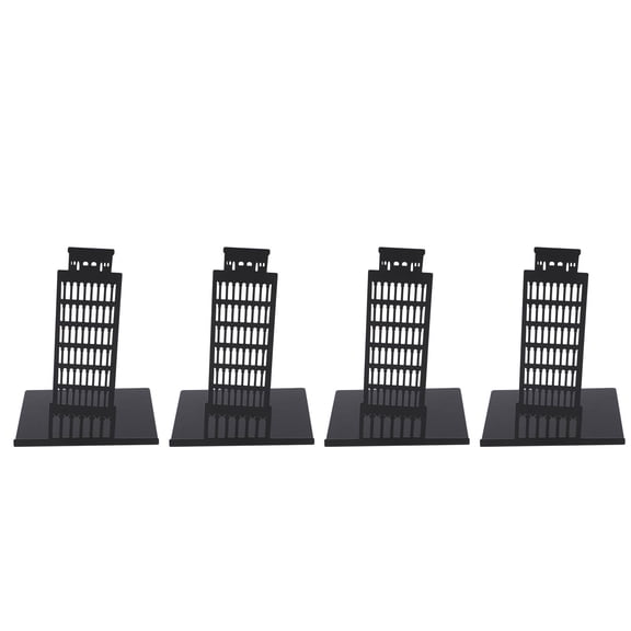 Architectural Decorative Non Slip Metal Bookends 4 Pack Heavy Metal Book Ends Leaning Tower of Pisa Style Art Desk Storage Organizer Racks 7.9 inches / 20.0 cm