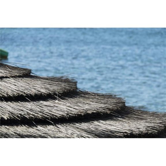 Architectural Details of A Thatched Roof at The Waters Edge - Paphos Cyprus Poster Print - 19 x 12 in.