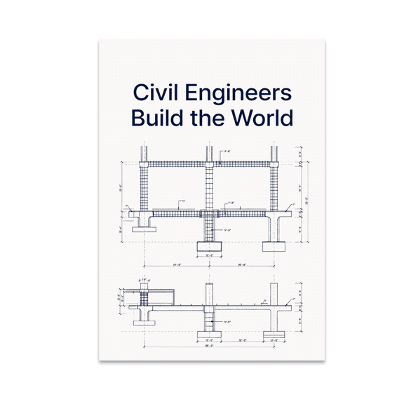 Architectural Foundation Blueprint - Civil Engineers - 13x19 Poster Print