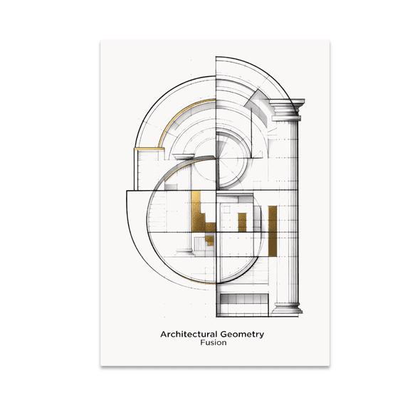 Architectural Geometry Fusion - Modern Decor - 13x19 Poster Print