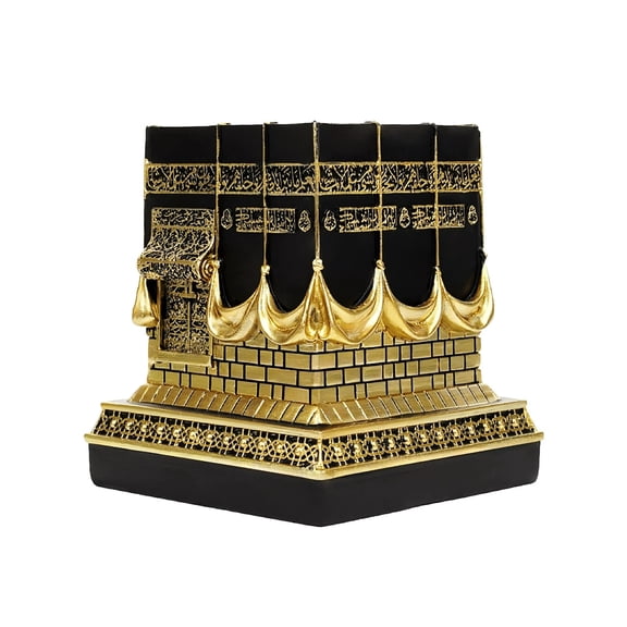 Architectural Holy Mosque Model Ornament with Black and Gold Finish for Home and Office Decor