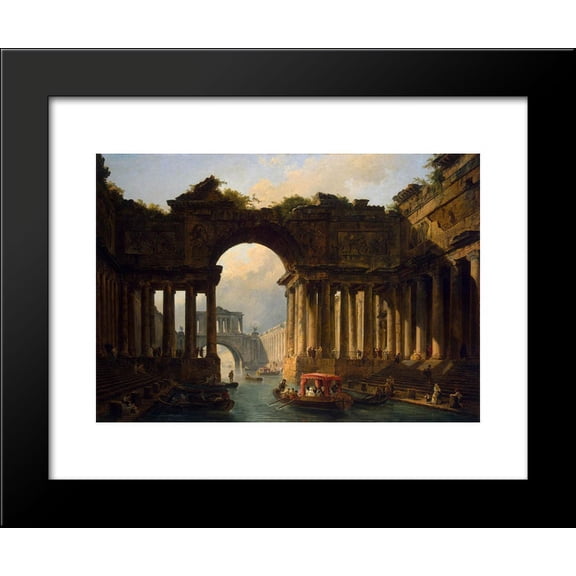 Architectural Landscape with a Canal 20x24 Framed Art Print by Hubert Robert