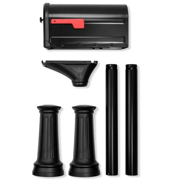 Architectural Mail 7980B-10 Roxbury Mailbox With Steel Post Kit, Black, 8.7 x 10.9 x 20.6-In. - Quantity 1