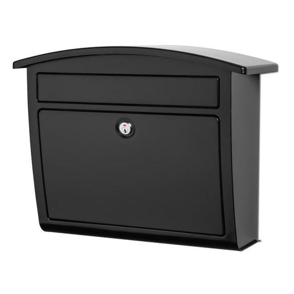 Architectural Mailboxes Dal Rae Locking, Wall-Mounted Mailbox for Outside, Metal Galvanized Steel Medium Mail box with Lock and Key Drop Box, Black